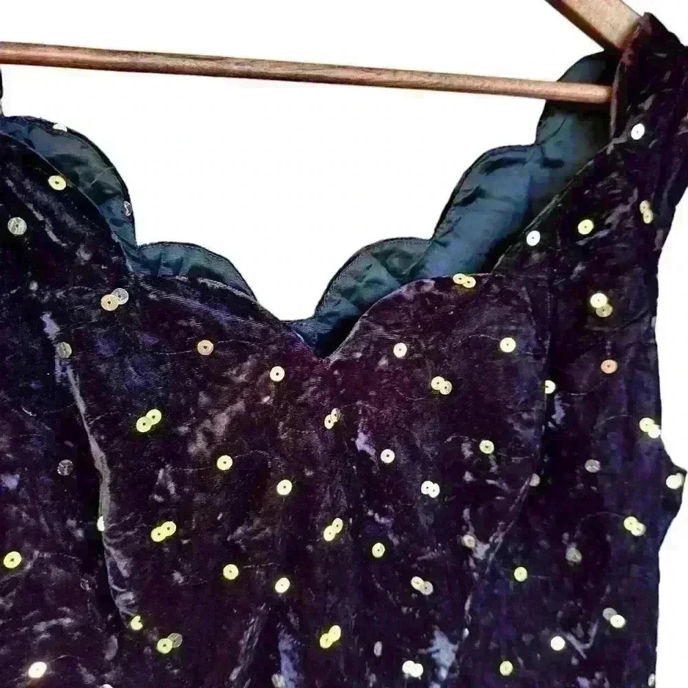 Vintage Flirtations by Alfred Angelo Purple Velvet Sequined Cocktqil Dress - Picture 3 of 6